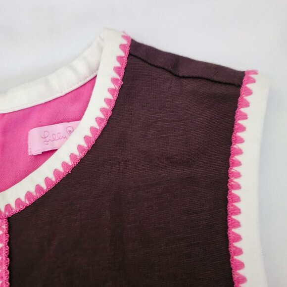 Lilly Pulitzer Women's Brown/Pink Stitching Accent Fannie Sheath Dress Sz Small - Picture 5 of 15